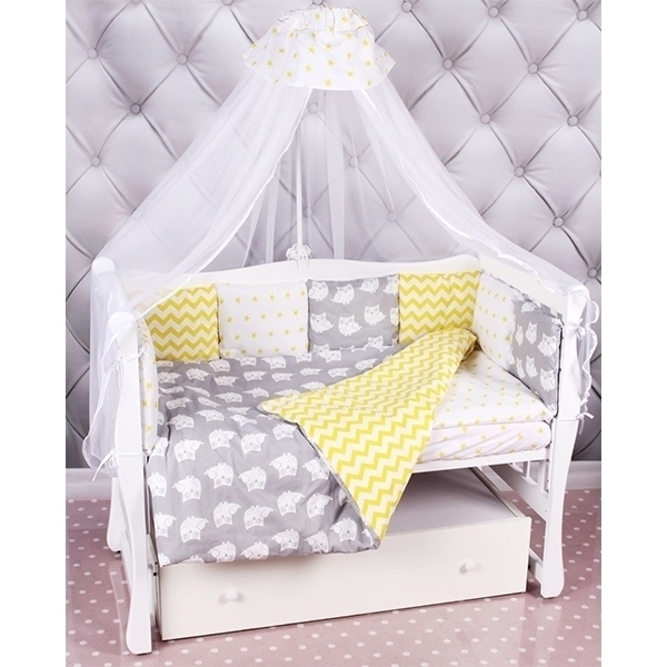 Комплект постели в кроватку AmaroBaby Совята, 18 предметов