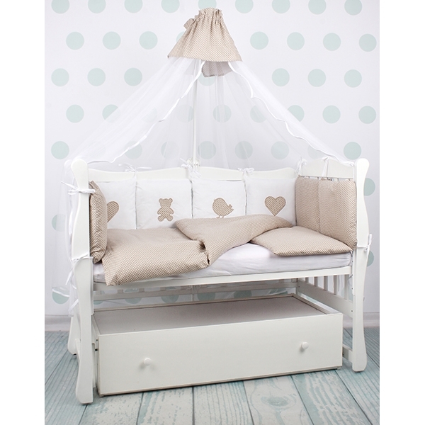 Комплект Premium в кроватку AmaroBaby Кроха, 18 предметов (6+12 бортиков), бязь