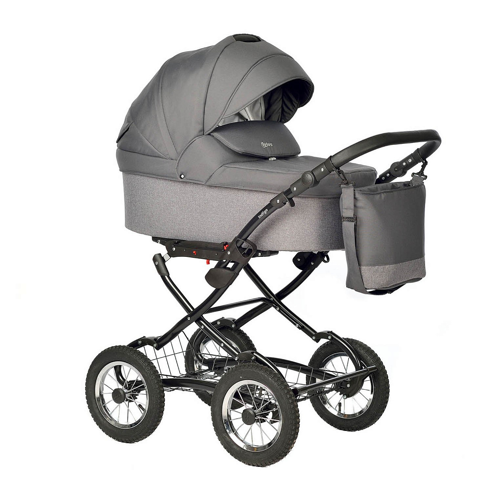 Детская коляска Indigo Barbara Classic 2021 2 в 1 на черной раме - Фото